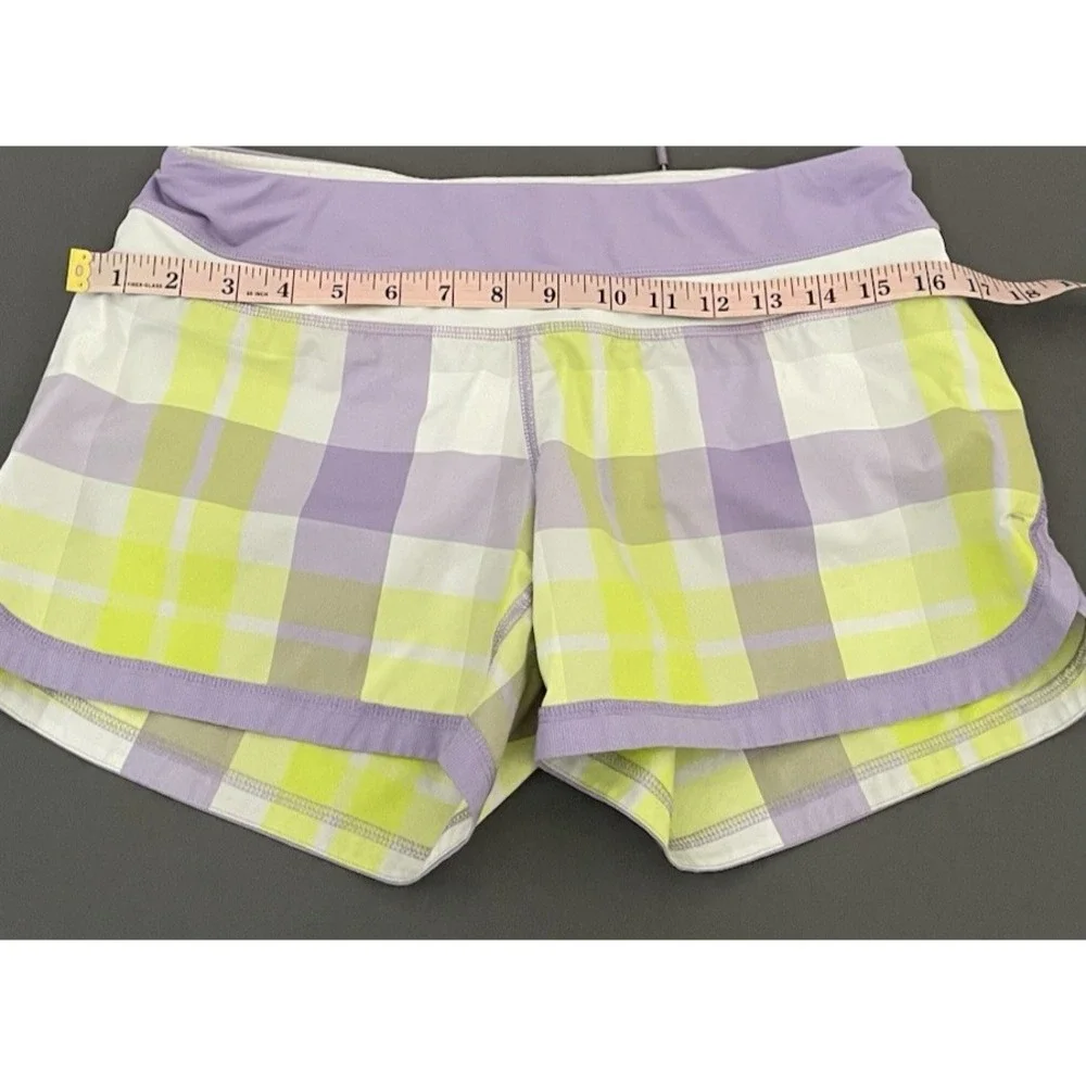 Lululemon Athletic Y2K Run Shorts Womens Size 6 Foxy Plaid Purple Yellow